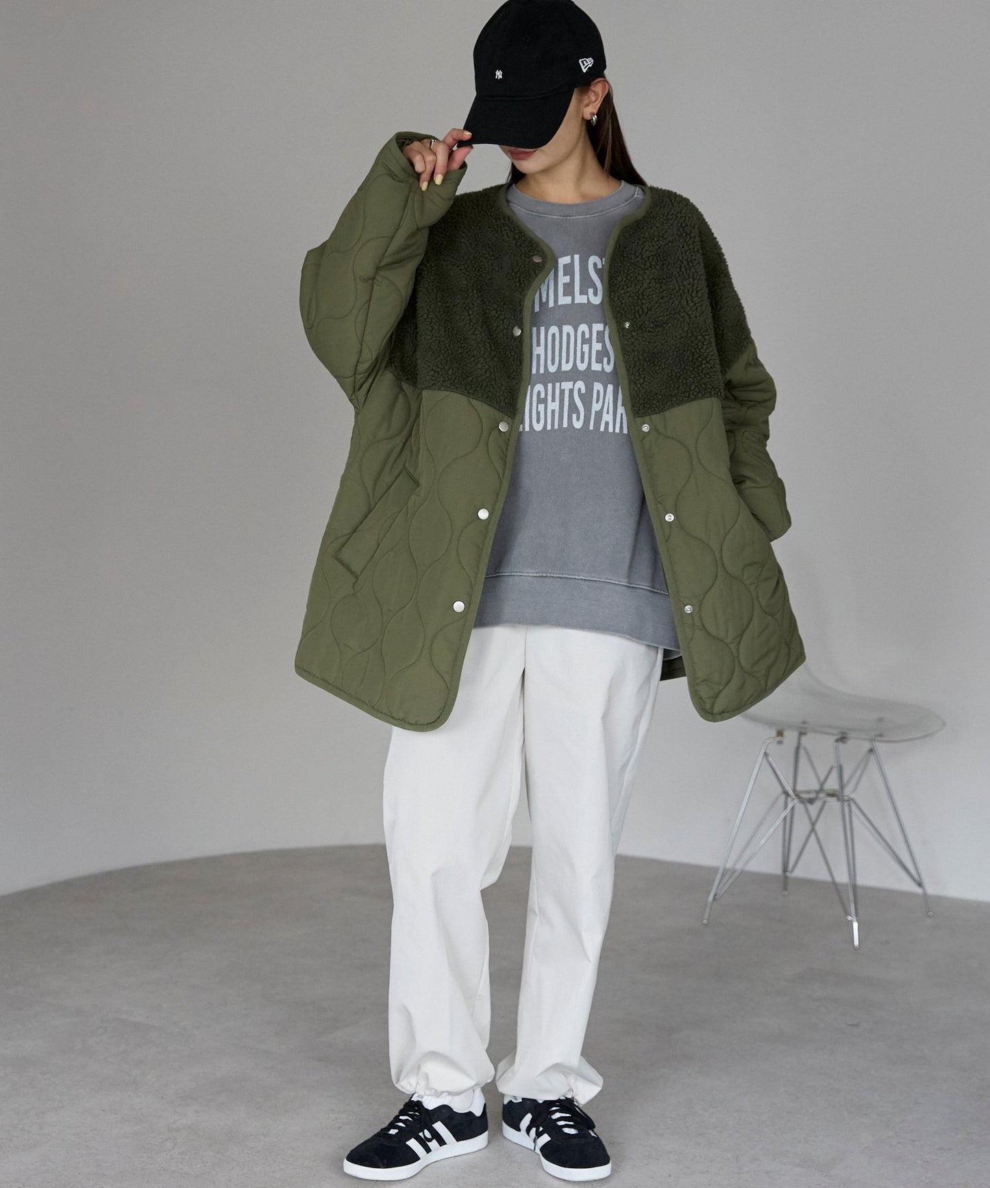 ボア切り替え中綿ブルゾン