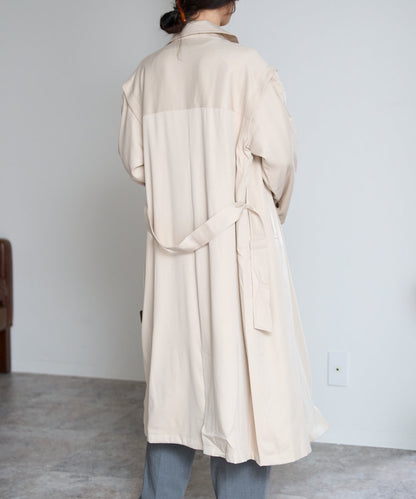 2WAY袖取り外しロングトレンチコート/ロングジレ