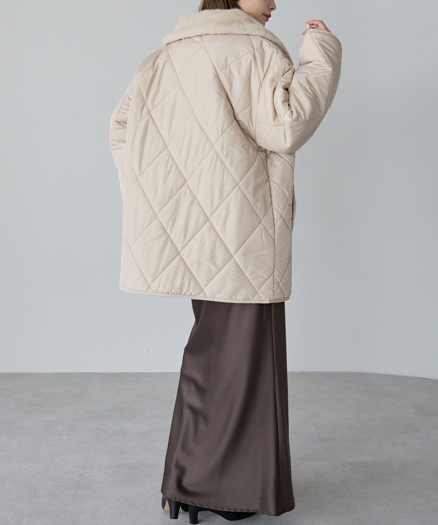 衿ファー付きキルトジャケット TRIANGLE PALETTE | トライアングルパレット