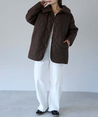 衿ファー付きキルトジャケット