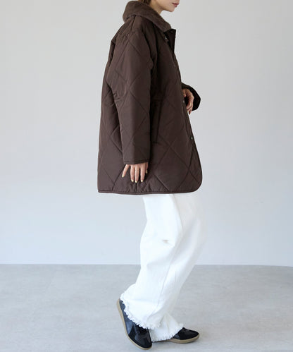 衿ファー付きキルトジャケット