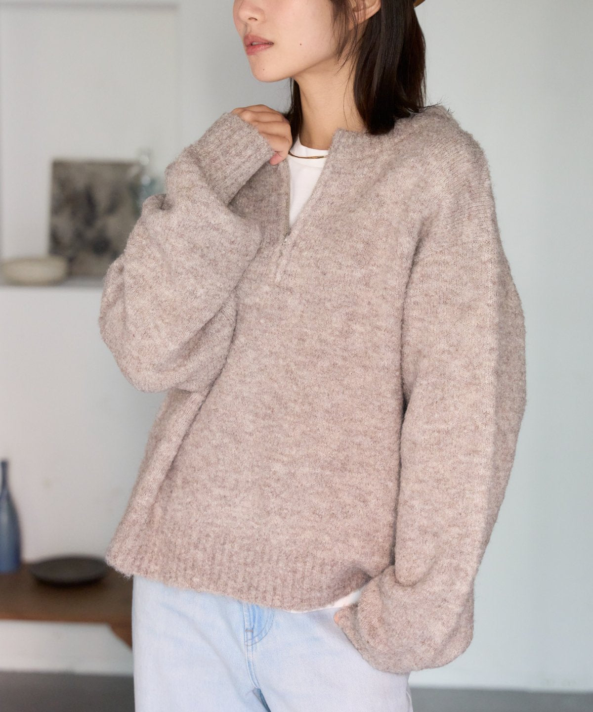 ジップアップニット