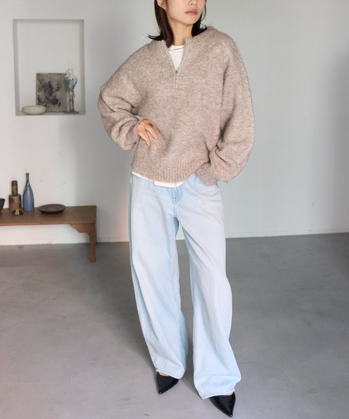 ジップアップニット