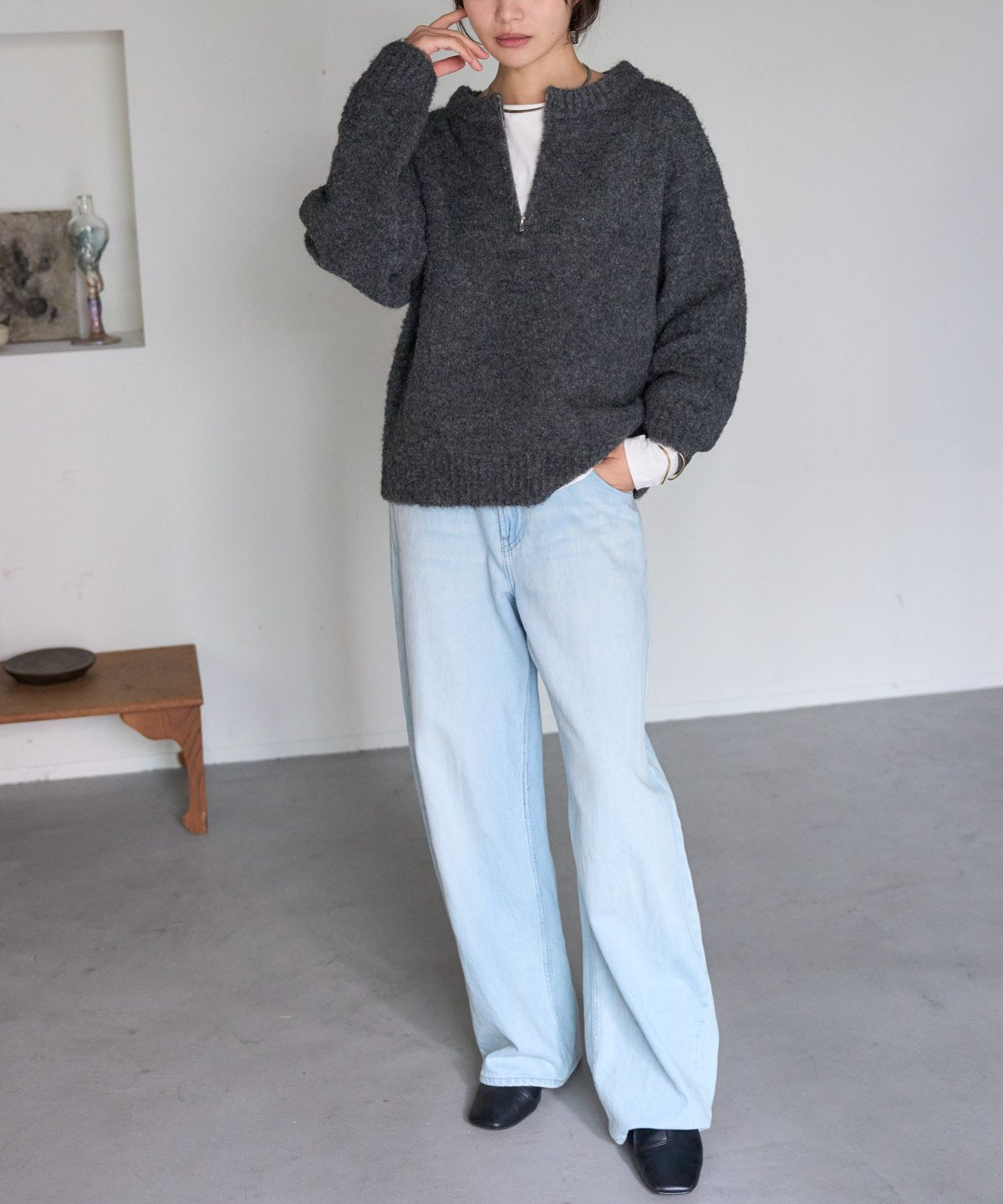 ジップアップニット