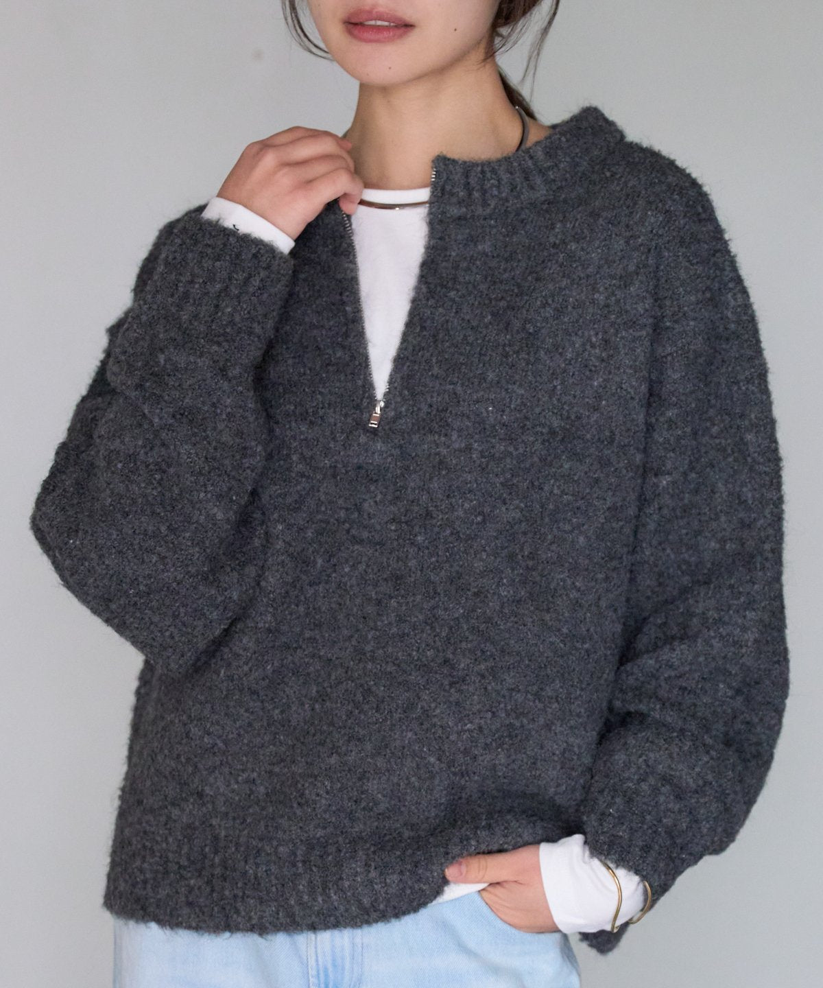 ジップアップニット