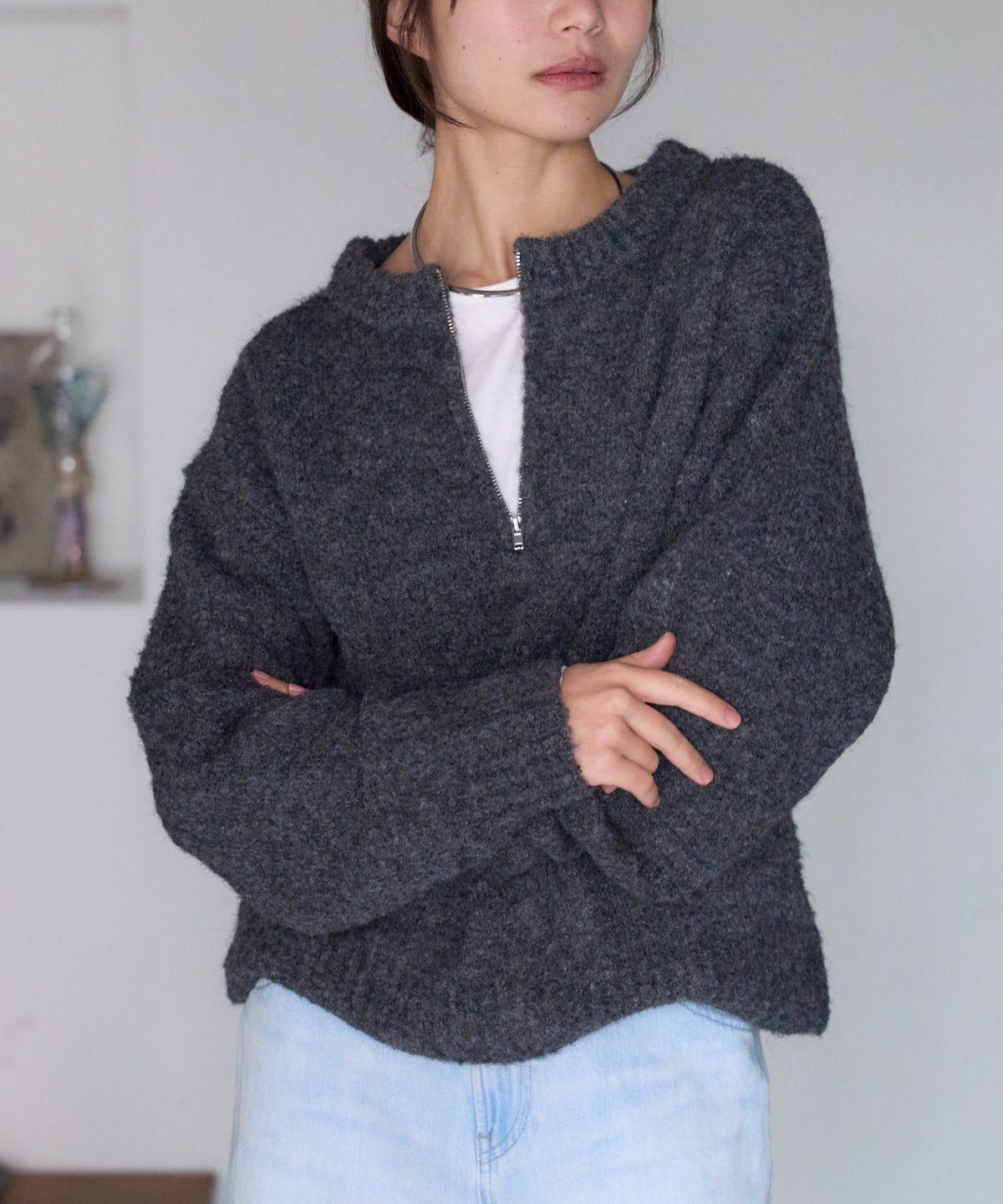 ジップアップニット