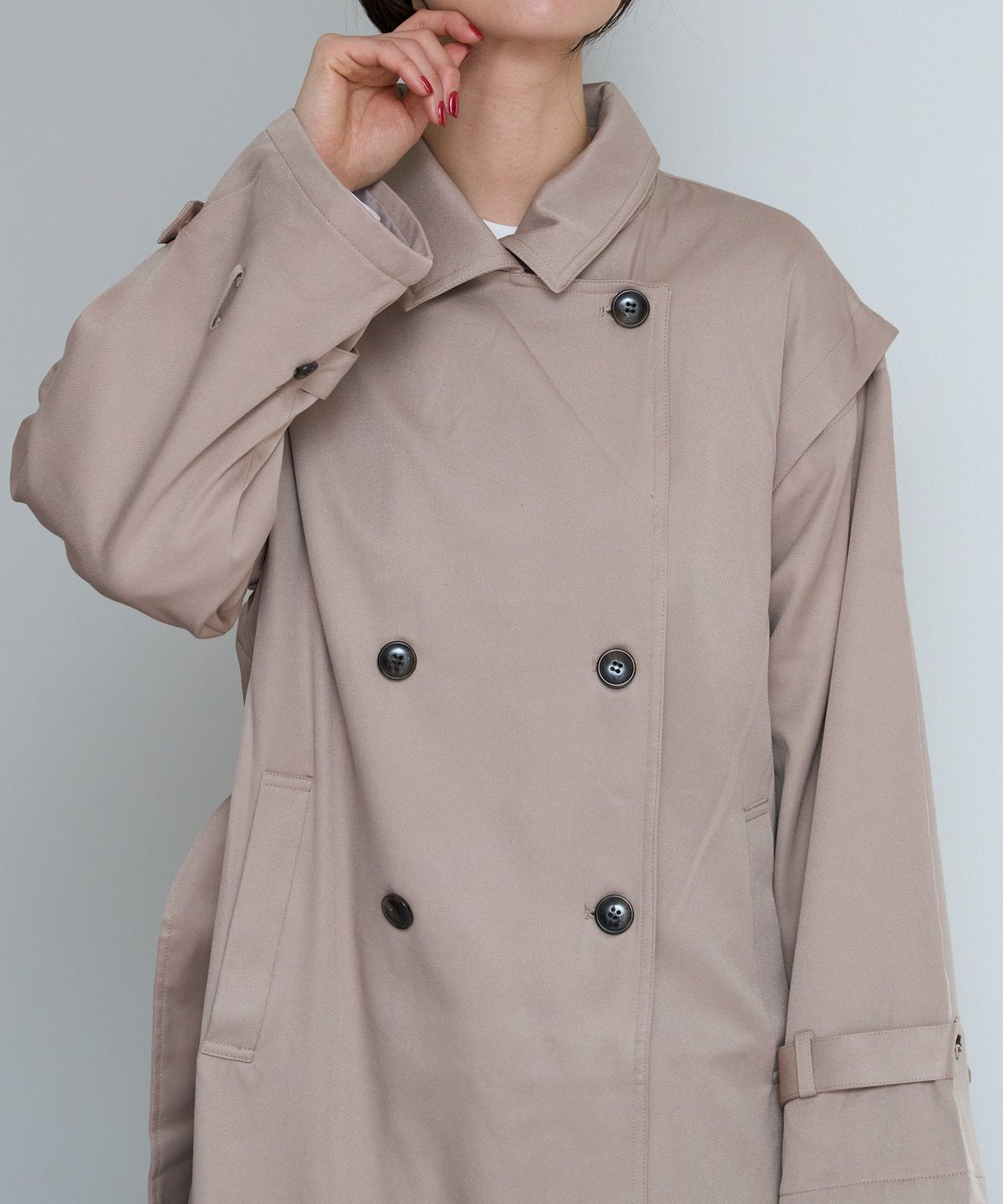 2WAY袖取り外しロングトレンチコート/ロングジレ