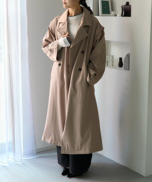 2WAY袖取り外しロングトレンチコート/ロングジレ