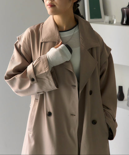 2WAY袖取り外しロングトレンチコート/ロングジレ