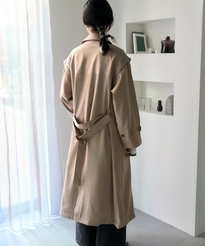 2WAY袖取り外しロングトレンチコート/ロングジレ