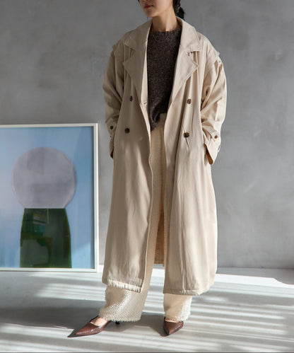 2WAY袖取り外しロングトレンチコート/ロングジレ