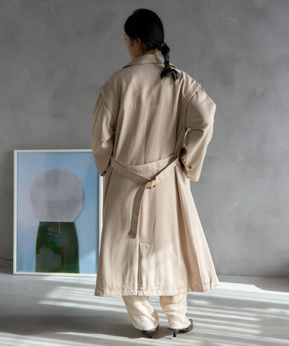2WAY袖取り外しロングトレンチコート/ロングジレ