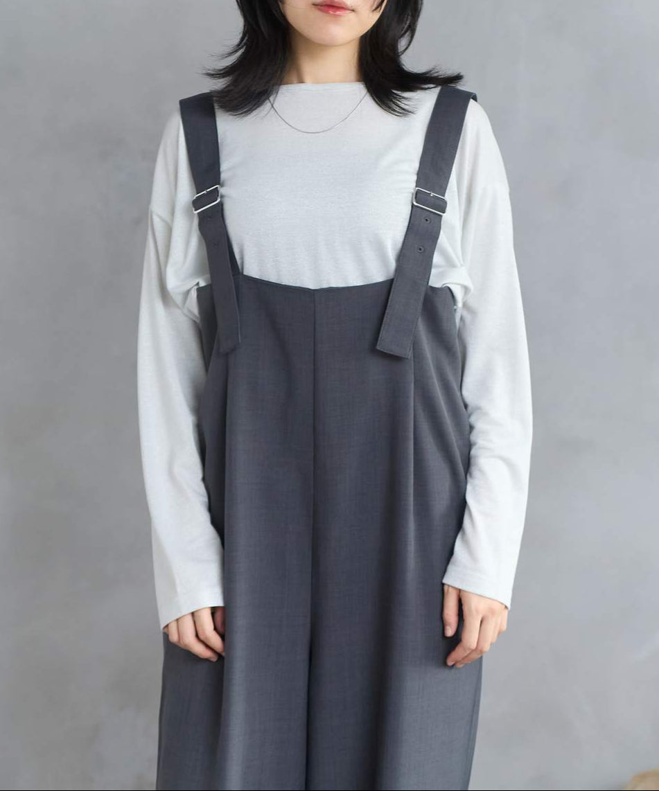 ハイウエストタックワイドパンツ/セットアップ