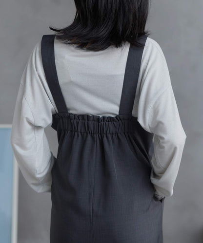 ハイウエストタックワイドパンツ/セットアップ