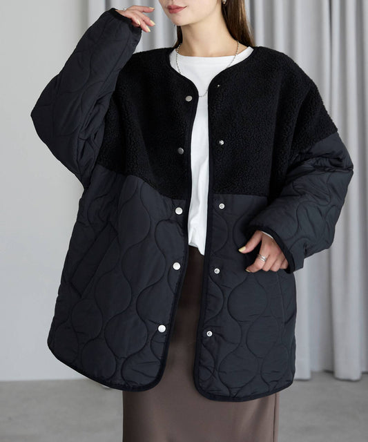 ボア切り替え中綿ブルゾン