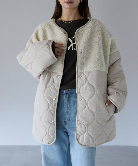 ボア切り替え中綿ブルゾン