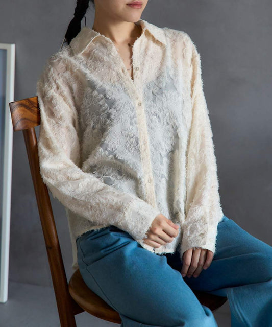 フラワーフリンジ シアーシャツ