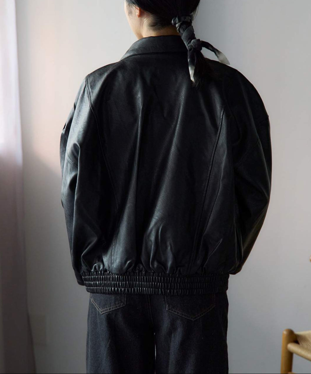 オーバーサイズ フェイクレザージャケット〈セットアップ対応